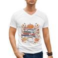 Cozy Autumn Books Fully Booked For Fall Books Pumpkin Men's V-Neck T-Shirt Cozy Autumn Books Fully Booked For Fall Books Pumpkin Men's V-Neck T-Shirt