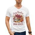 Cozy Readers Book Society Fall Autumn Floral Pumpkin Season Men's V-Neck T-Shirt
