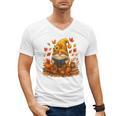 Cute Autumn Gnome Reading Pumpkin Book Lover Men's V-Neck T-Shirt