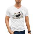 Cute Cat Flower Garden Book Kitty Reading Floral Men Women Girls Kids Men's V-Neck T-Shirt