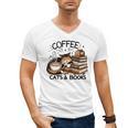 Cute Coffee Cats Books Lover Idea Women Men Kids Men's V-Neck T-Shirt