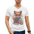 Cute Fox Read More Be Kind Stay Weird Reader Geek Book Lover Men's V-Neck T-Shirt