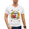 Cute Ghost Reading Book Retro Halloween Librarian Men's V-Neck T-Shirt Cute Ghost Reading Book Retro Halloween Librarian Men's V-Neck T-Shirt