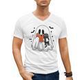 Cute Halloween Ghost Reading Book Men's V-Neck T-Shirt Cute Halloween Ghost Reading Book Men's V-Neck T-Shirt