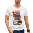 Cute Kawaii Kids Reading Books Glasses Red Panda Lover Men's V-Neck T-Shirt Cute Kawaii Kids Reading Books Glasses Red Panda Lover Men's V-Neck T-Shirt