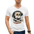 Cute Panda Reading Book Under Moon Bookworm Coffee Lover Men's V-Neck T-Shirt