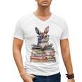 Cute Reading Bunny With Glasses Books Bookworm Reader Book Premium Tri-Blend Men's V-Neck T-Shirt