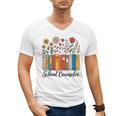 Cute Wildflower Book School Counseling Life School Counselor Men's V-Neck T-Shirt Cute Wildflower Book School Counseling Life School Counselor Men's V-Neck T-Shirt