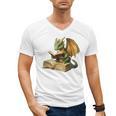 Dragon Bookworm Reading Book Graphic Men's V-Neck T-Shirt Dragon Bookworm Reading Book Graphic Men's V-Neck T-Shirt