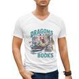Easily Distracted By Dragons And Books Bookworm Men's V-Neck T-Shirt