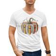 Fall Book Pumpkin Fall Librarians Bookworm Teachers Students Men's V-Neck T-Shirt