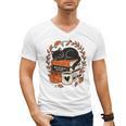 Fall Book Teacher Cat Books Halloween Autumn Librarian Men's V-Neck T-Shirt
