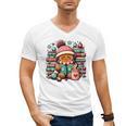 Gingerbread Reading Book Lovers Christmas Bookworm Librarian Premium Men's V-Neck T-Shirt