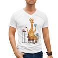 Giraffe Reading Tea Books Coffee Book Lover Graphic Men's V-Neck T-Shirt