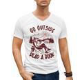 Go Outside Read a Book Vintage Bibliophiles Men's V-Neck T-Shirt