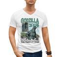 Godzilla Ocean Scene Comic Book Illustration Movie Monster Men's V-Neck T-Shirt