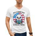 A Good Day To Read a Book Reading Eagle With American Flag Men's V-Neck T-Shirt A Good Day To Read a Book Reading Eagle With American Flag Men's V-Neck T-Shirt