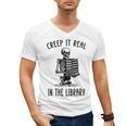 Halloween Skeleton Pun Book Lover Library Joke Men's V-Neck T-Shirt
