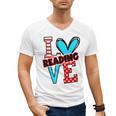 I Heart Books Love Reading Red And Stripe Animated Cat For Men Women Girls Kids Men's V-Neck T-Shirt