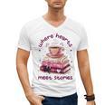 Where Hearts Groovy Meet Stories Coffee Books Valentines Day Men's V-Neck T-Shirt Where Hearts Groovy Meet Stories Coffee Books Valentines Day Men's V-Neck T-Shirt
