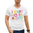 Introvert I Want To Be Alone Retro Wavy Men's V-Neck T-Shirt