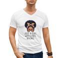 Just a Girl Who Loves Books Messy Bun Black Women Reading Men's V-Neck T-Shirt Just a Girl Who Loves Books Messy Bun Black Women Reading Men's V-Neck T-Shirt