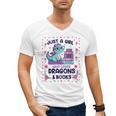 Just A Girl Who Loves Dragons And Books Lover Reading Book Men's V-Neck T-Shirt Just A Girl Who Loves Dragons And Books Lover Reading Book Men's V-Neck T-Shirt
