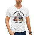 I Just Want To Read Books And Pet Cats Raglan Baseball Tee Men's V-Neck T-Shirt