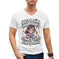 Kawaii Cat And Books Just A Girl Who Loves Both Men's V-Neck T-Shirt Kawaii Cat And Books Just A Girl Who Loves Both Men's V-Neck T-Shirt
