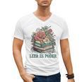 Leer ES Poder Cute Floral Spanish Teacher Book Reading Men's V-Neck T-Shirt