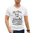 Life Is Better With Cats & Books Sphynx Cat Mom Women Men's V-Neck T-Shirt