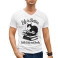 Life Is Better With Cats & Books Tuxedo Cat Mom Women Men's V-Neck T-Shirt Life Is Better With Cats & Books Tuxedo Cat Mom Women Men's V-Neck T-Shirt