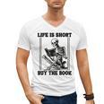 Life Is Short Buy The Book Skeleton Book Lover Reading Men's V-Neck T-Shirt