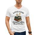 Love God Drink Coffee Read Books Lovers Jesus And Coffee Men's V-Neck T-Shirt