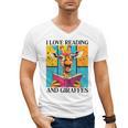 Love Reading And Giraffes Cute Giraffe Reading Book Lovers Men's V-Neck T-Shirt