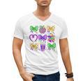 Mardi Gras Teacher Coquette Bow Pencil Apple Book Women Girl Men's V-Neck T-Shirt