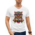 Owl With Glasses And Book Reading Men's V-Neck T-Shirt