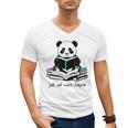 Panda Reading Chapter Books Men's V-Neck T-Shirt Panda Reading Chapter Books Men's V-Neck T-Shirt