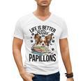 Papillon Dog Breed Life Is Better With Books And Papillons Men's V-Neck T-Shirt