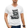 Raccoon With Book Cute Raccoons Reading Books Men's V-Neck T-Shirt Raccoon With Book Cute Raccoons Reading Books Men's V-Neck T-Shirt
