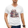Reading A Book Per Day Keeps Reality Away Skeleton Books Men's V-Neck T-Shirt