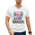 Readsolotl Cute Axolotl Reading Book Kawaii Pink Aesthetic Men's V-Neck T-Shirt Readsolotl Cute Axolotl Reading Book Kawaii Pink Aesthetic Men's V-Neck T-Shirt