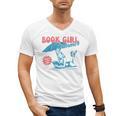 Retro Book Girl Summer Beach Vacation For Book Lover Men's V-Neck T-Shirt