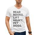 Retro Gym Book Lover Read Books Lift Heavy Pet Dogs Men's V-Neck T-Shirt Retro Gym Book Lover Read Books Lift Heavy Pet Dogs Men's V-Neck T-Shirt
