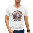 Retro I Just Want To Read Books And Pet Cats Cat Men's V-Neck T-Shirt