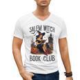 Salem Witch Book Club Bookish Retro Halloween Cat Men's V-Neck T-Shirt