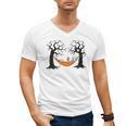 Skeleton Reading Book In Hammock Halloween Reader Men's V-Neck T-Shirt