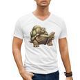 Sulcata Tortoise Reading A Book Men's V-Neck T-Shirt Sulcata Tortoise Reading A Book Men's V-Neck T-Shirt