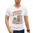 Unearth A Story Cute Turtle Reading Books Librarian Men's V-Neck T-Shirt Unearth A Story Cute Turtle Reading Books Librarian Men's V-Neck T-Shirt