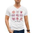 Valentine Teacher Cute Bows Apple Globe Pencil Books Art Men's V-Neck T-Shirt Valentine Teacher Cute Bows Apple Globe Pencil Books Art Men's V-Neck T-Shirt
